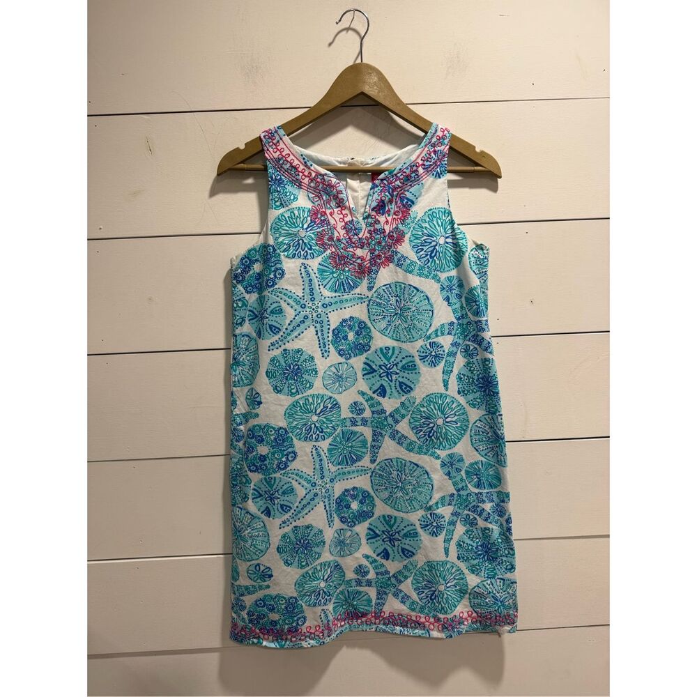 Lilly Pulitzer for Target Girls Dress Size XL 14/16 Aqua Blue Sea Life Print Sle